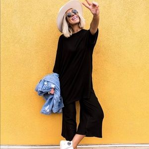 Dressed In LALA Playsuit Ribbed Black 2-Piece Set